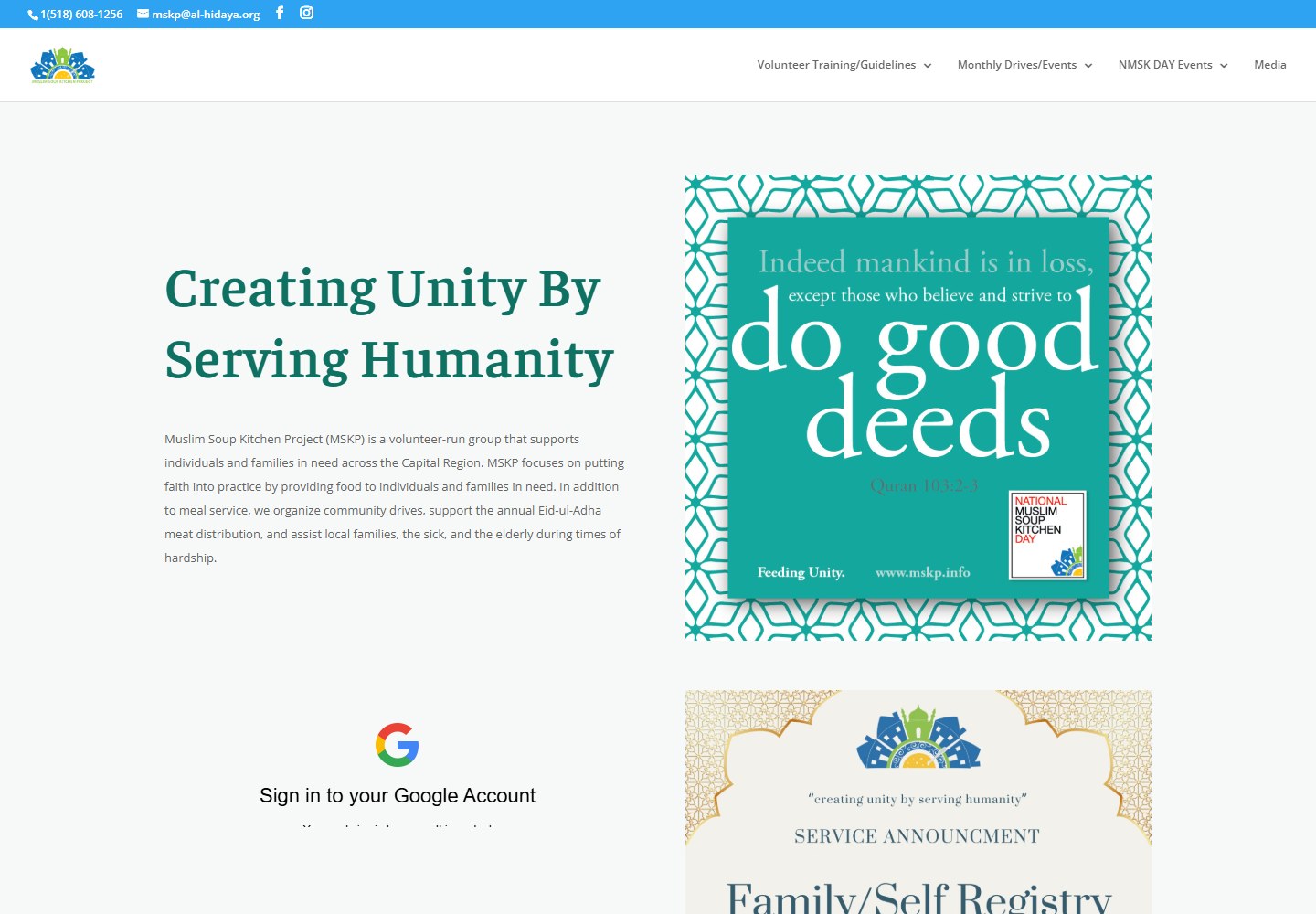 Muslim Soup Kitchen Project live website screenshot