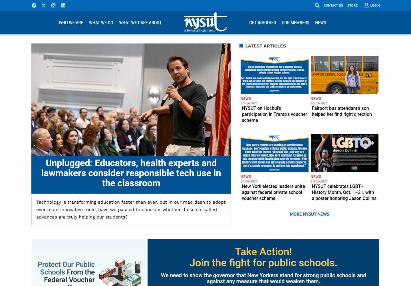 NYSUT live website screenshot