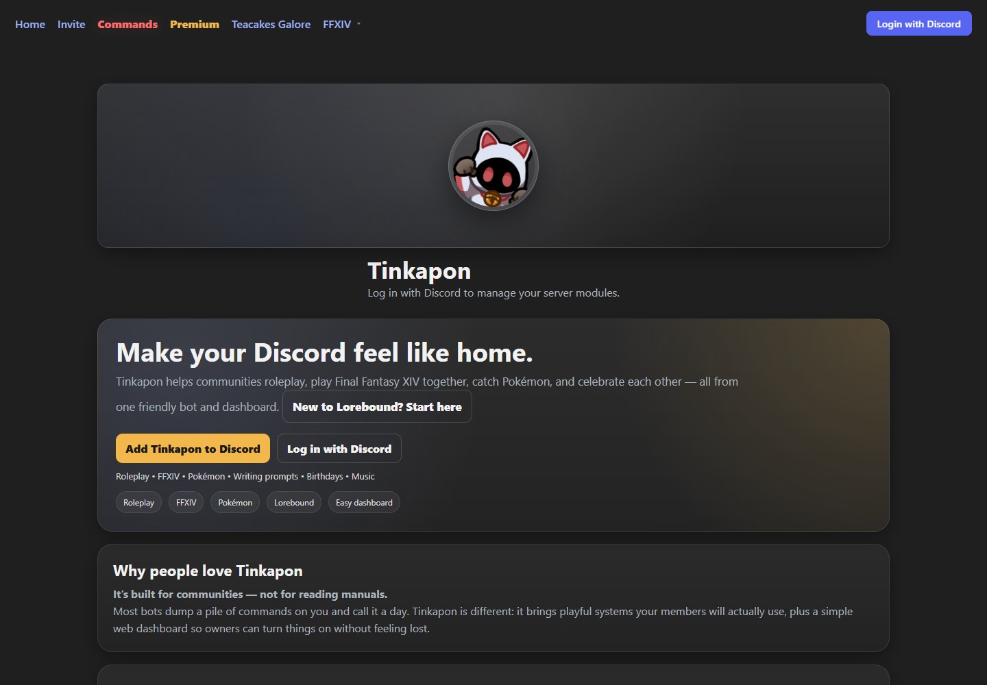 Tinkapon live website screenshot