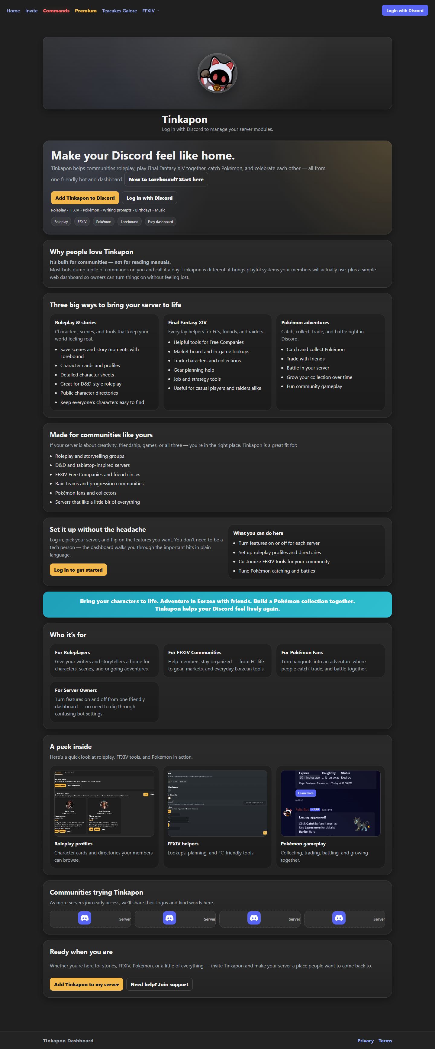 Tinkapon live website screenshot